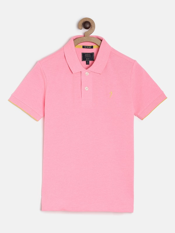 Boys Neon Pink Solids Regular Fit T-Shirt